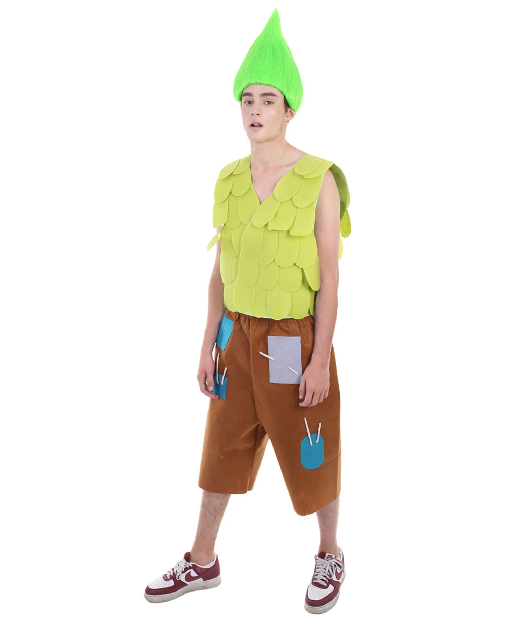 Troll  | Leaf Vest and Brown Patchwork Pants | Premium Halloween Costume