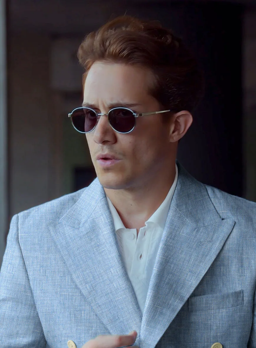 Tropical Blue Double-Breasted Linen Suit