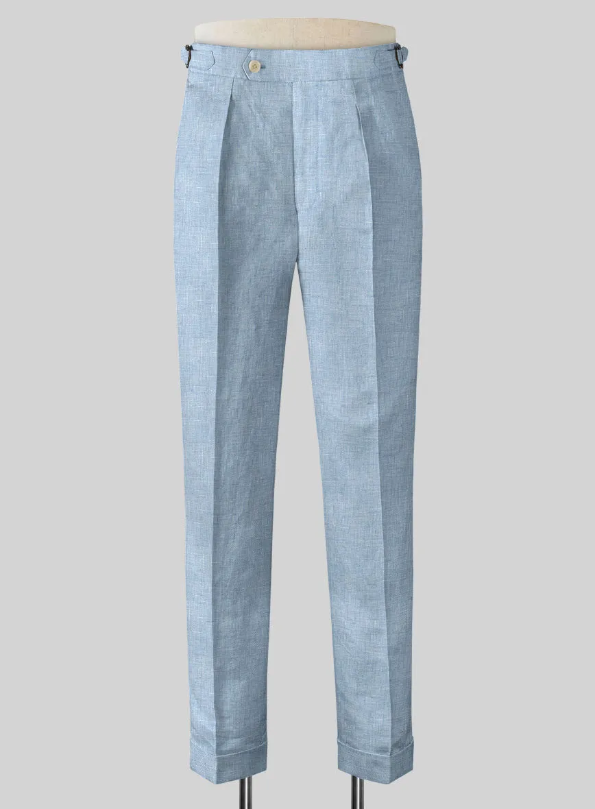 Tropical Blue Double-Breasted Linen Suit