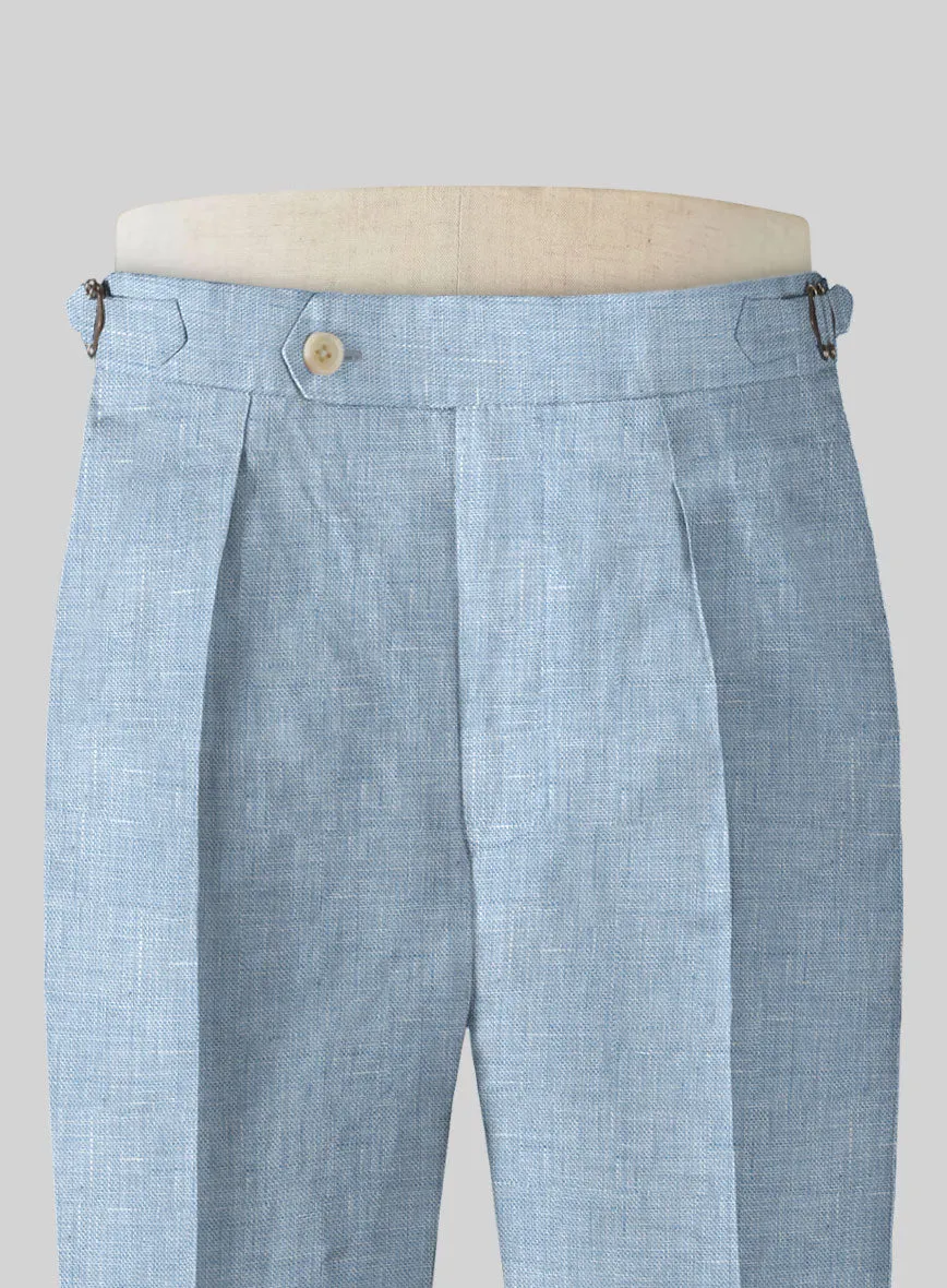 Tropical Blue Double-Breasted Linen Suit