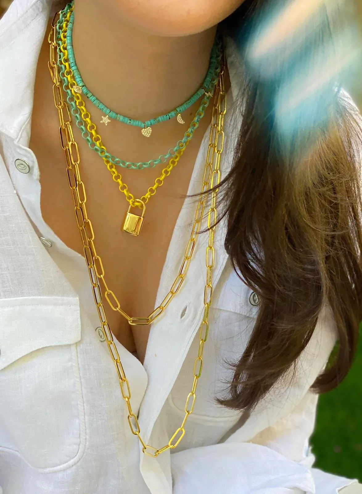 Turquoise Pukka Multi Charm Choker Necklace