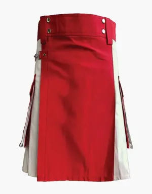 TWO-TONE RED AND WHITE UTILITY KILT