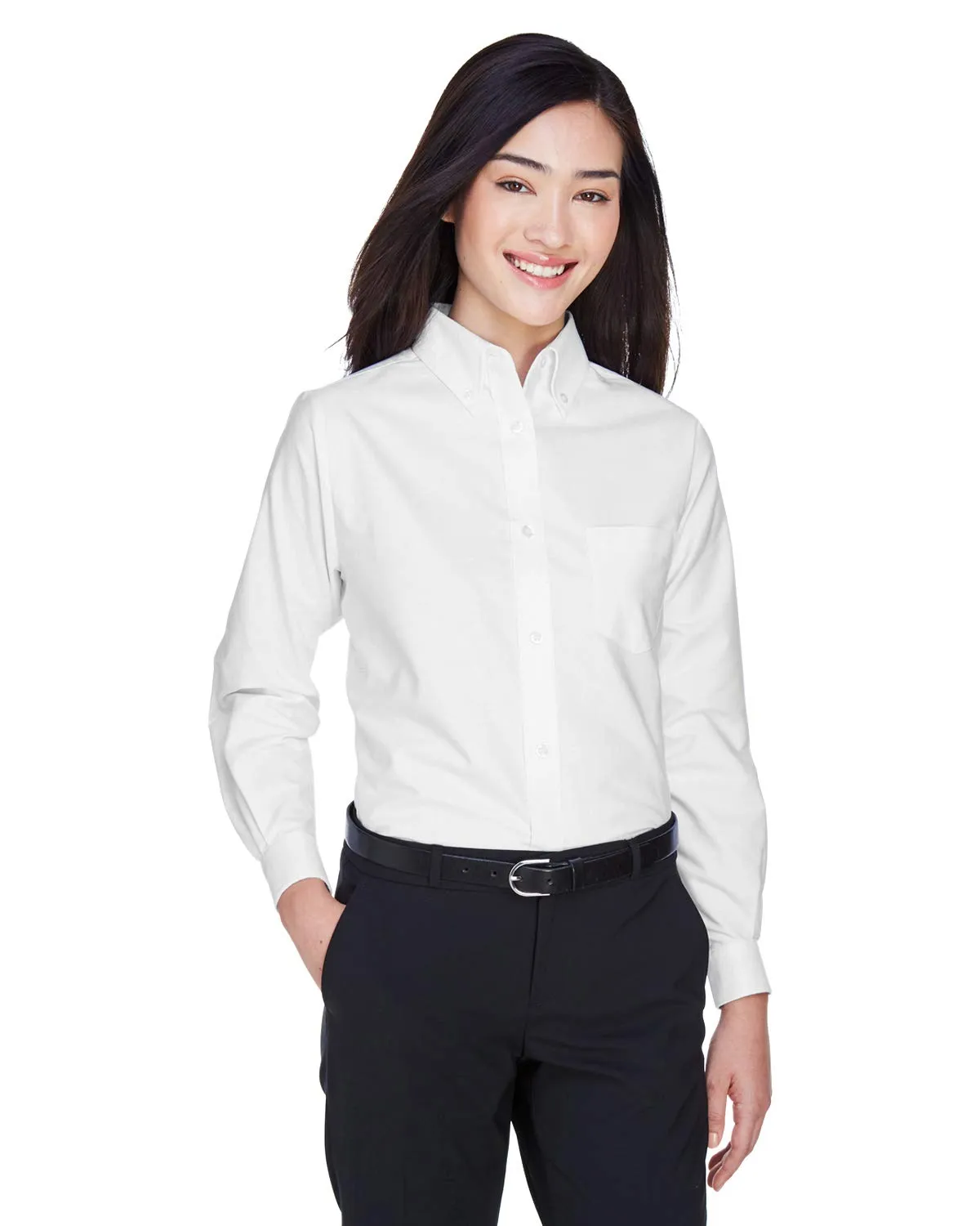 Ultraclub Ladies' Classic Wrinkle Resistant Sleeve Oxford XSmall White Shirts