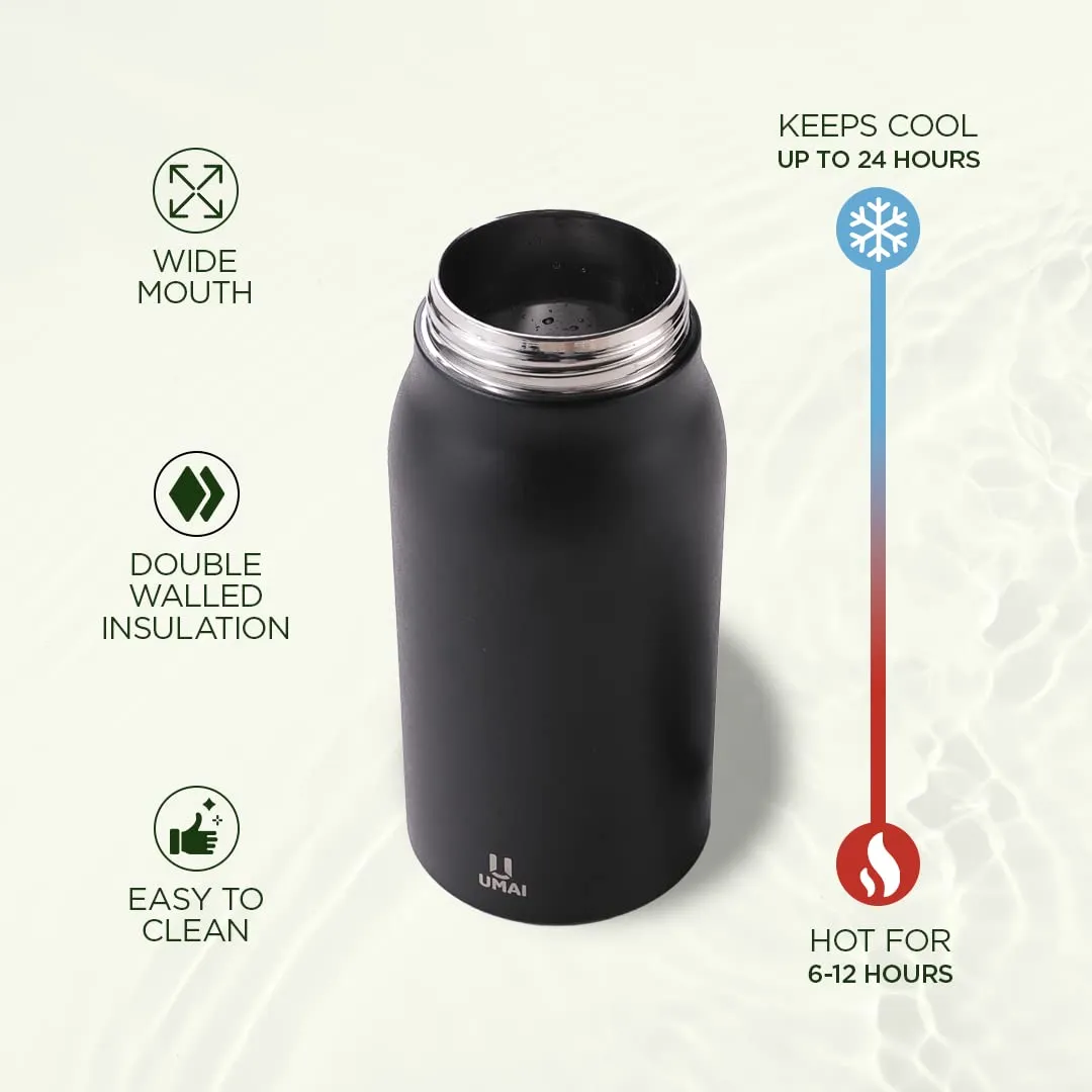 Umai Office Desk Essentials Combo - Insulated Stainless Steel Bottle 1L, Mouse Wrist Pad and Keyboard Wrist Pad | Office Table Accessories | Office Accessories | Office Products