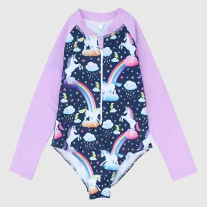 Unicorn One-Piece Long-Sleeved Swimsuit