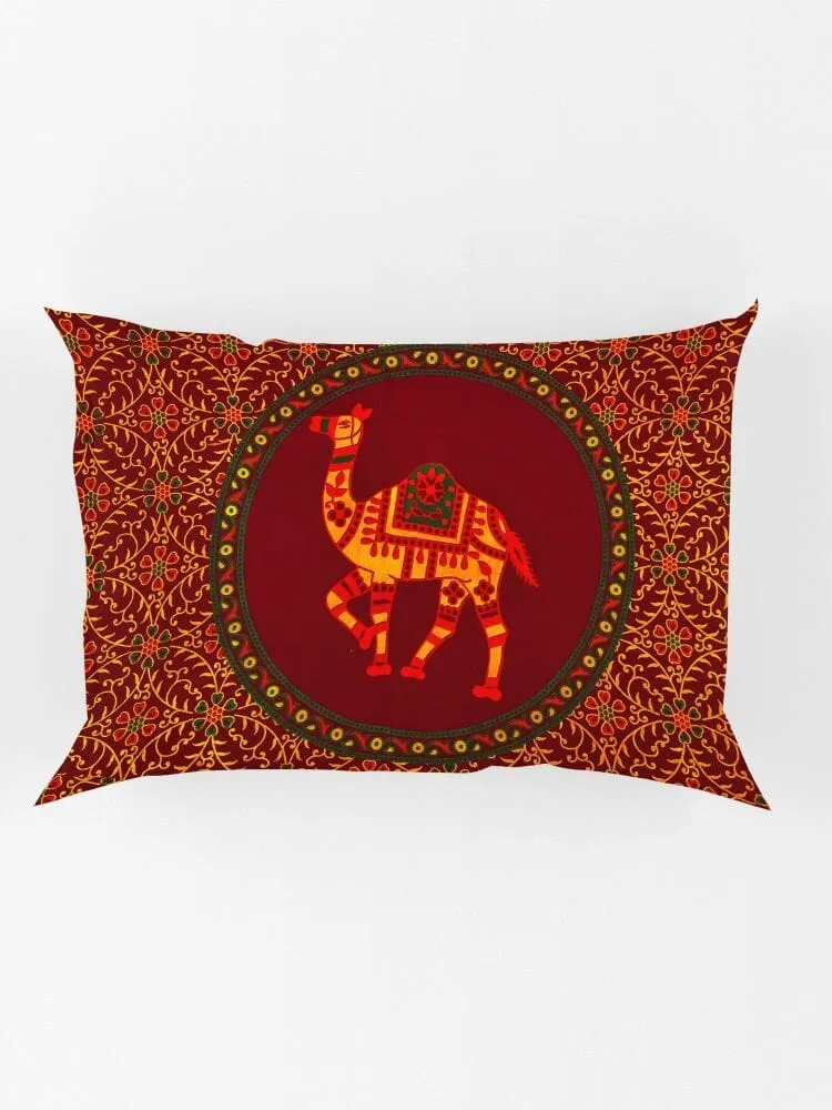 UniqChoice Brown Color 100% Cotton Badmeri Printed King Size Bedsheet With 2 Pillow Cover(D-2008NBrown)