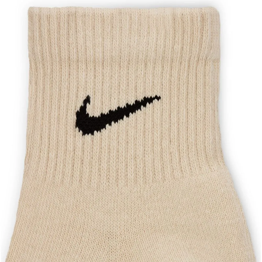 Unisex Everyday Plus Cushioned Training Ankle Socks (3 Pairs) - Green/Beige