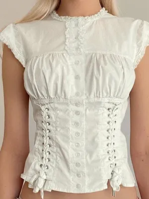 Uniwim ootd Strap Slim Short Sleeve Blouse