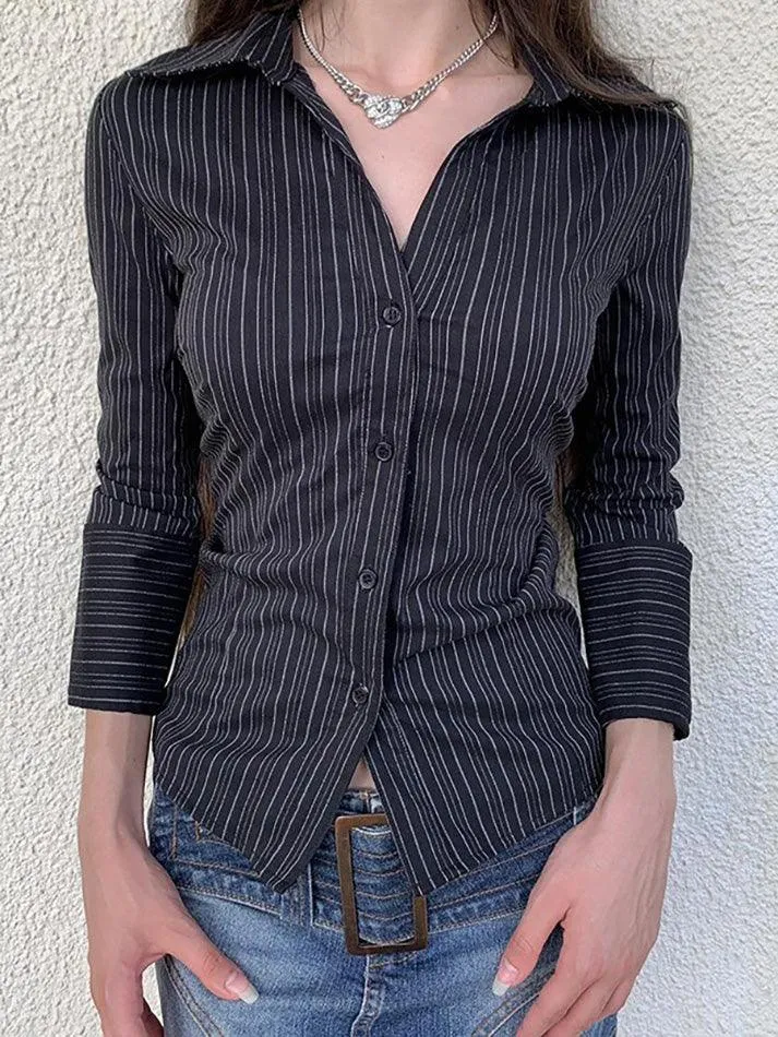 Uniwim ootd Striped Button-Up Long Sleeve Shirt