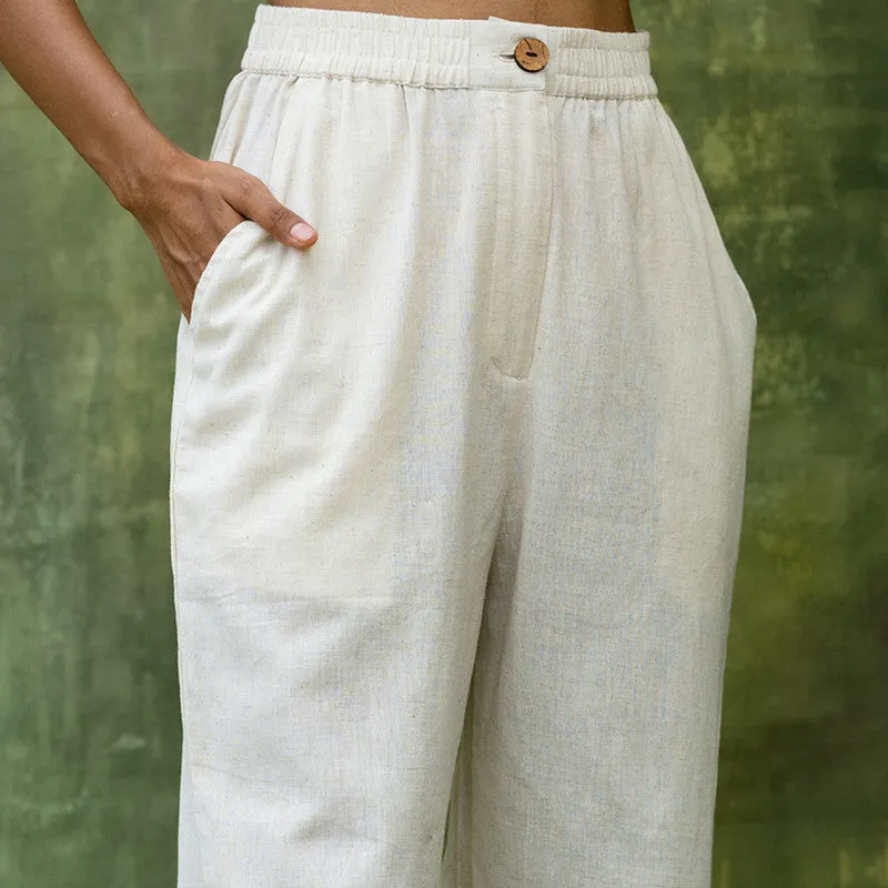 Upcycled Solid Pant For Women| Comfortable Fit | White