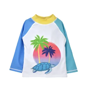 UPF 50  Graphic Rash Guard Swim Top - F
