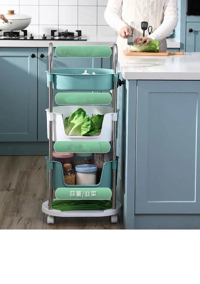 Urbane Home ( Pack of 1 Utility Rolling Cart | 4 Tier Kithen Storage Cart with Caster Wheels | Space Saving Home Storage Organizer | Trolley Rack with Wheels | YM564YW | Yellow White