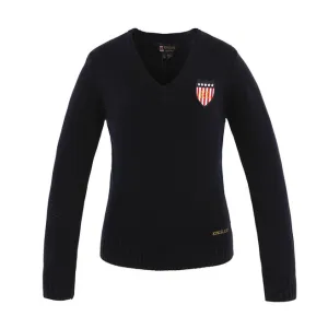 V-NECK COTTON PULL WITH KINGSLAND LOGO Navy