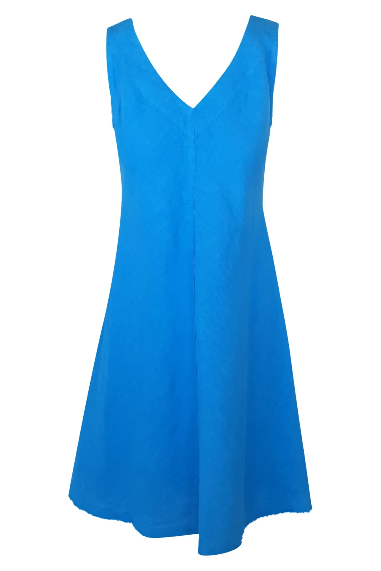V-Neck Flared Linen Dress