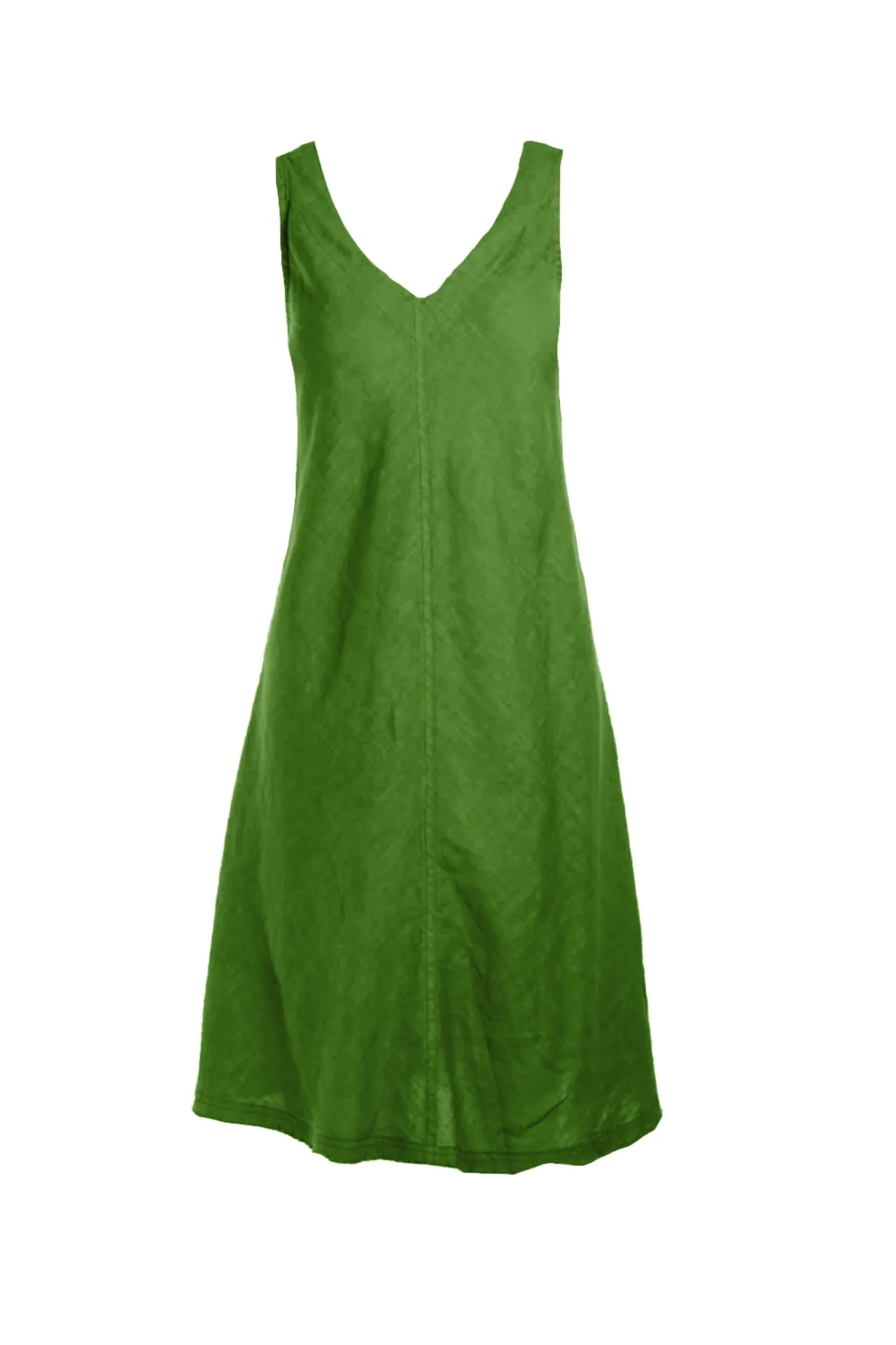 V-Neck Flared Linen Dress