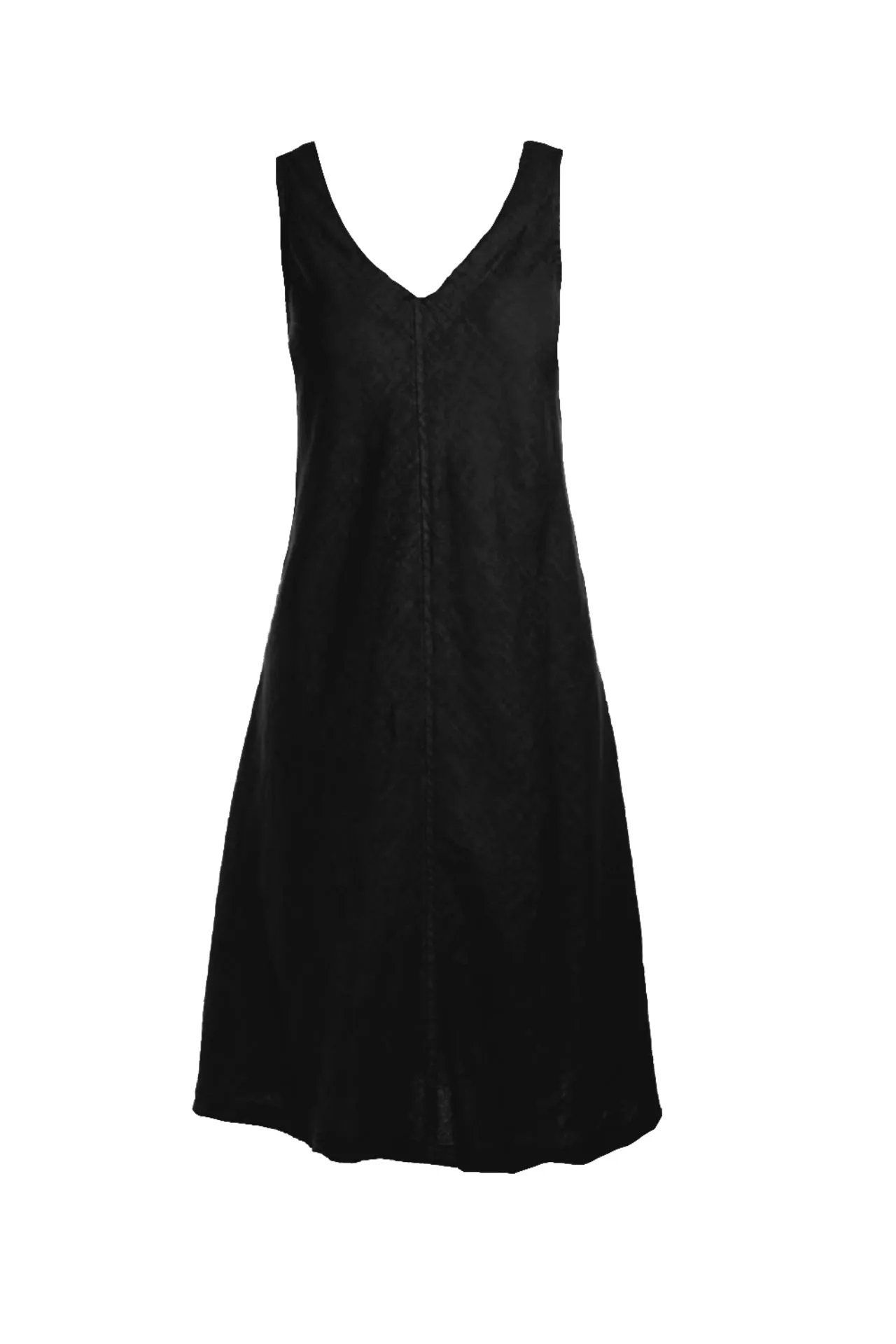 V-Neck Flared Linen Dress