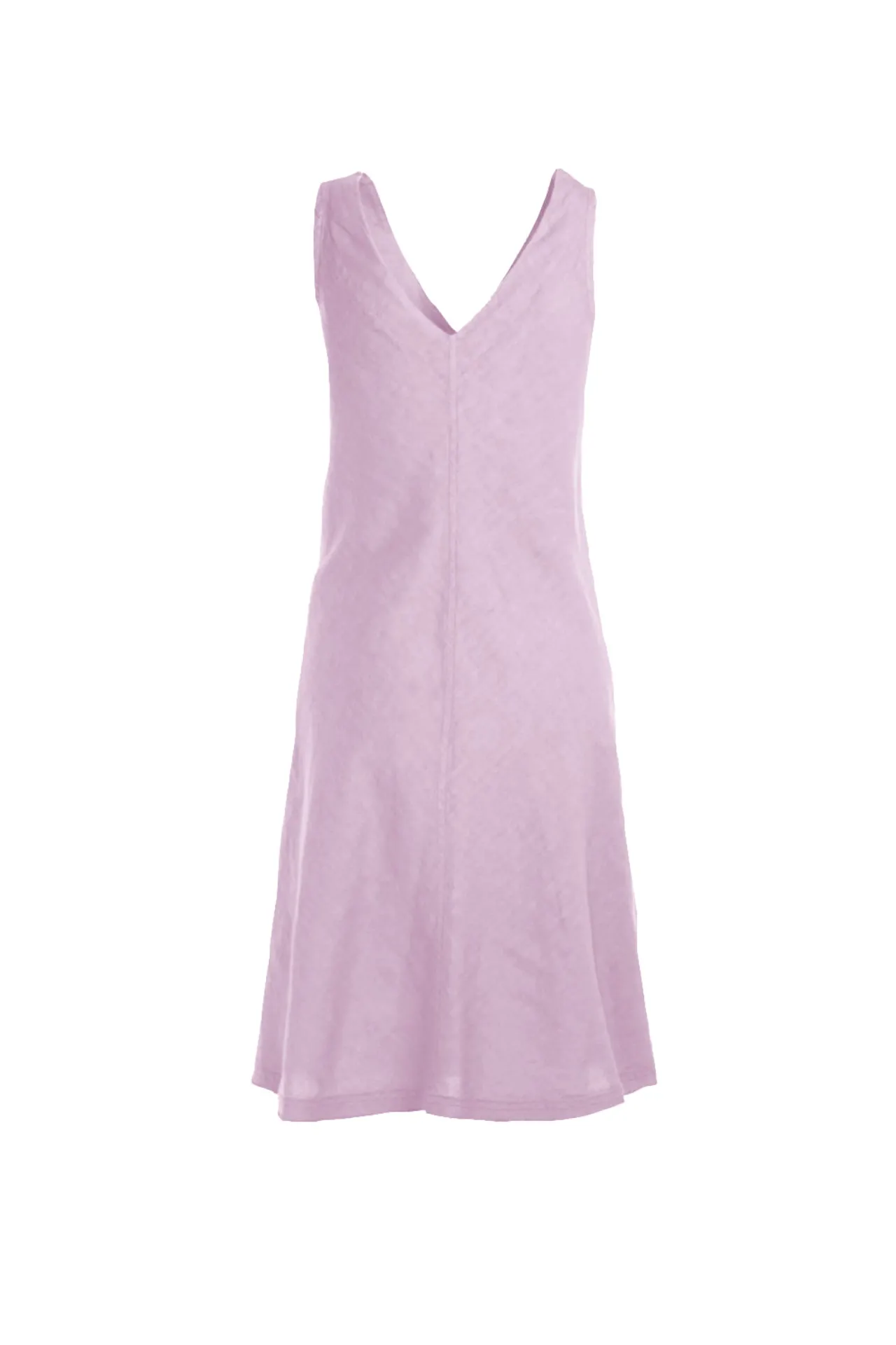 V-Neck Flared Linen Dress