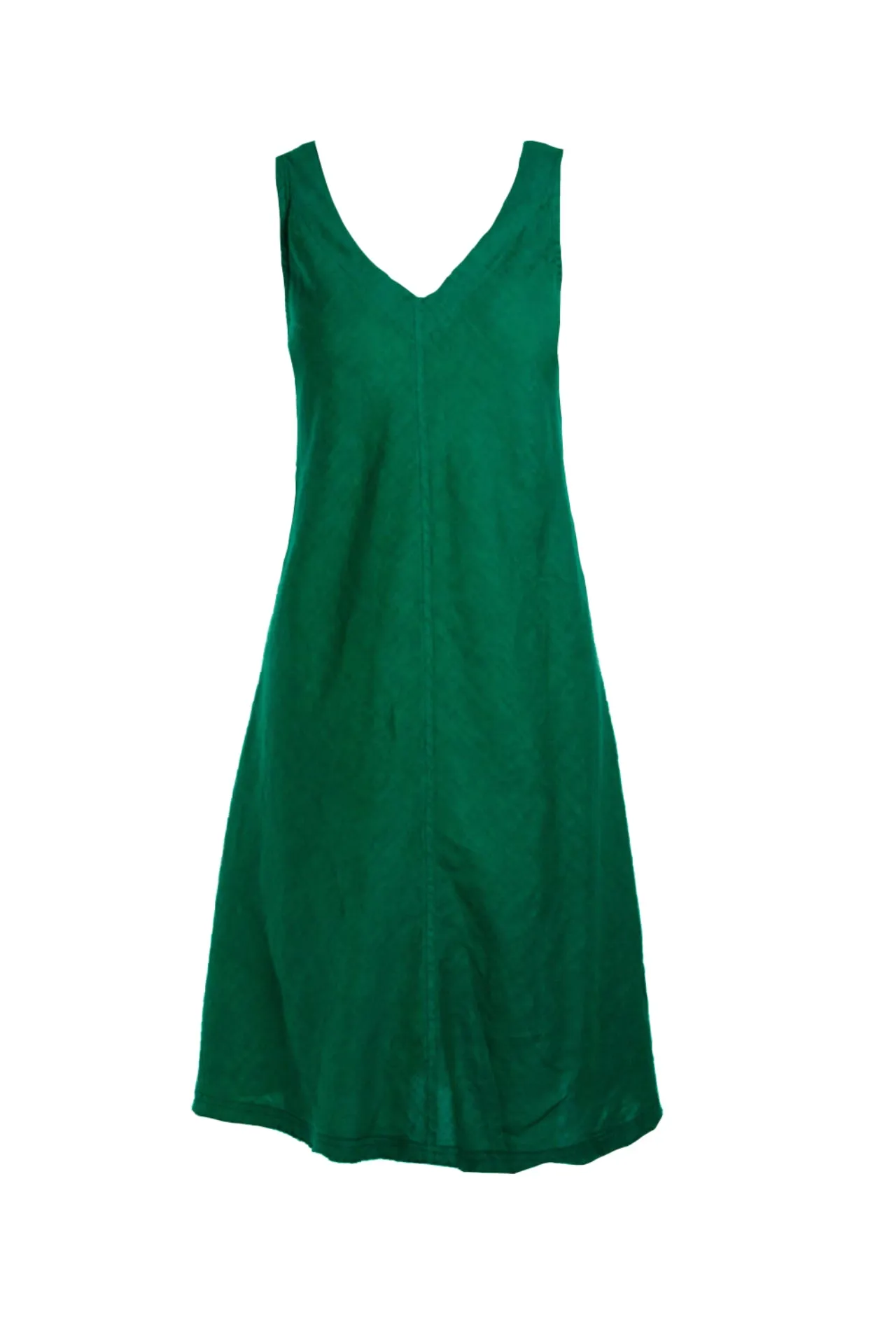 V-Neck Flared Linen Dress