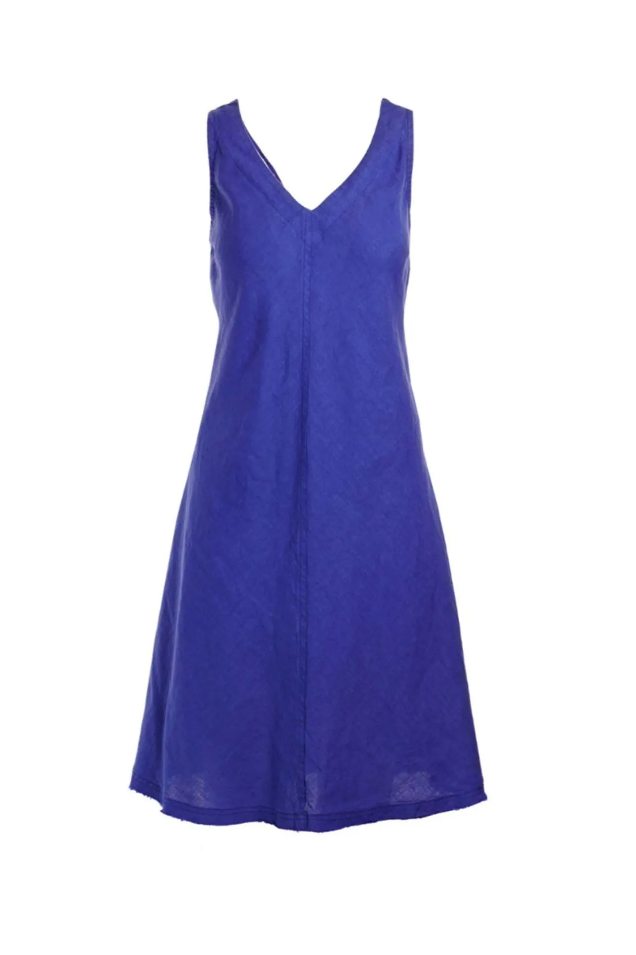V-Neck Flared Linen Dress