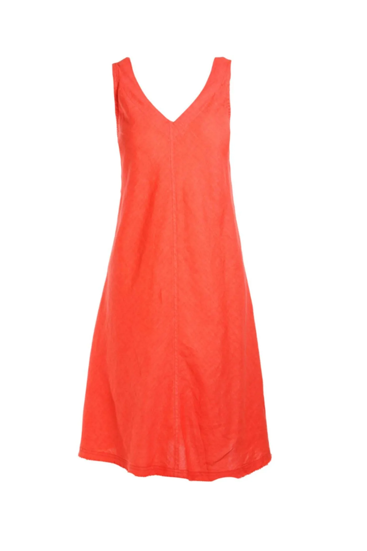 V-Neck Flared Linen Dress