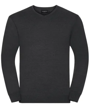 V-neck knitted sweater | Charcoal Marl