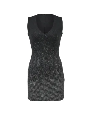 V-Neck Mini Dress in Grey Virgin Wool