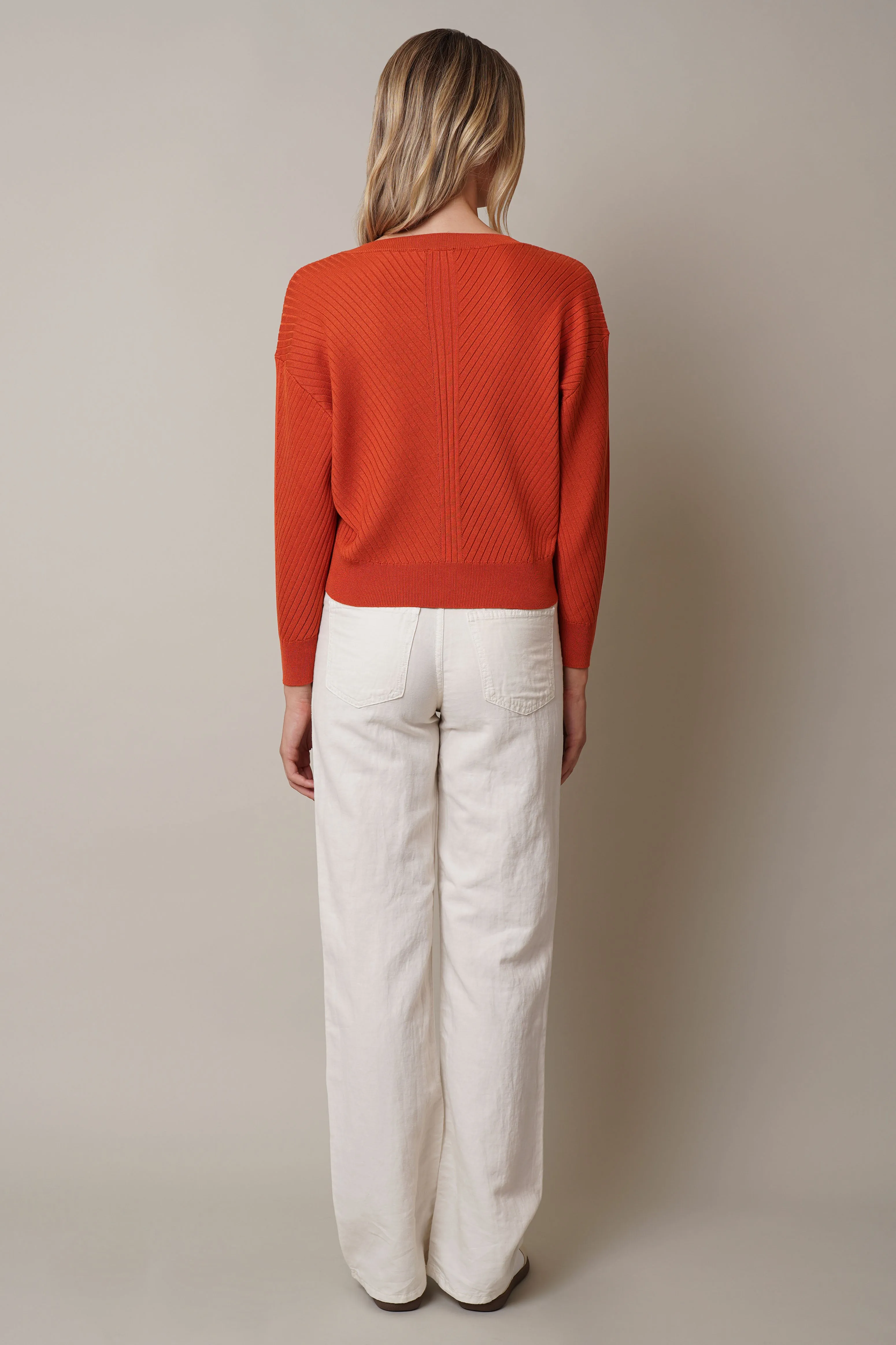 V-Neck Ribbed Dolman Sweater