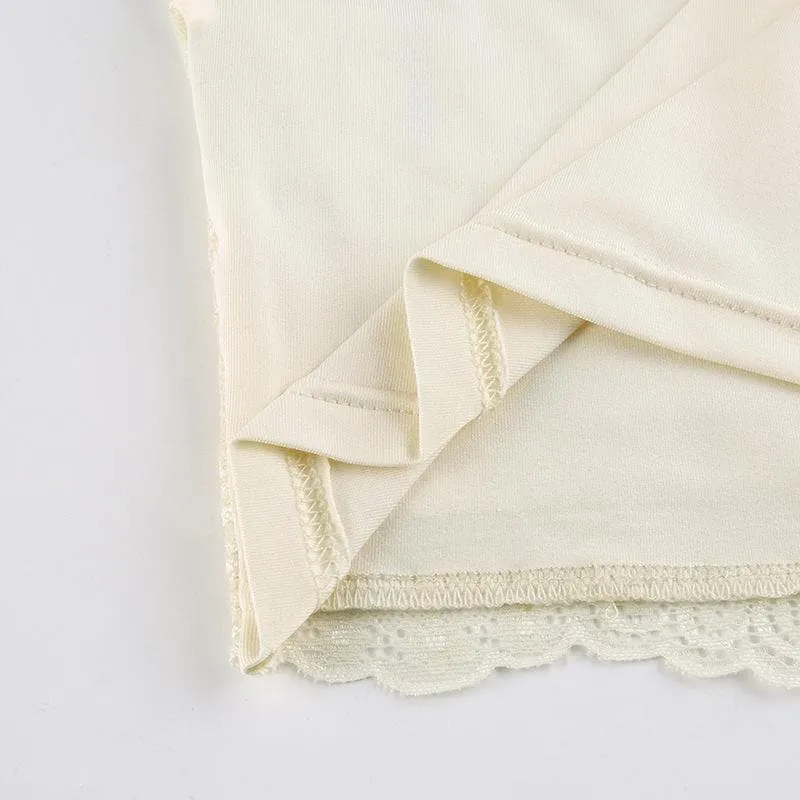 V neck sleeveless lace hem top