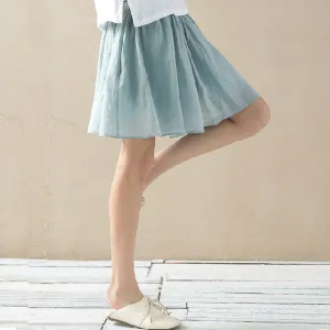 Vacation Clean Color Short Skirt For Women, High Waist Skirt