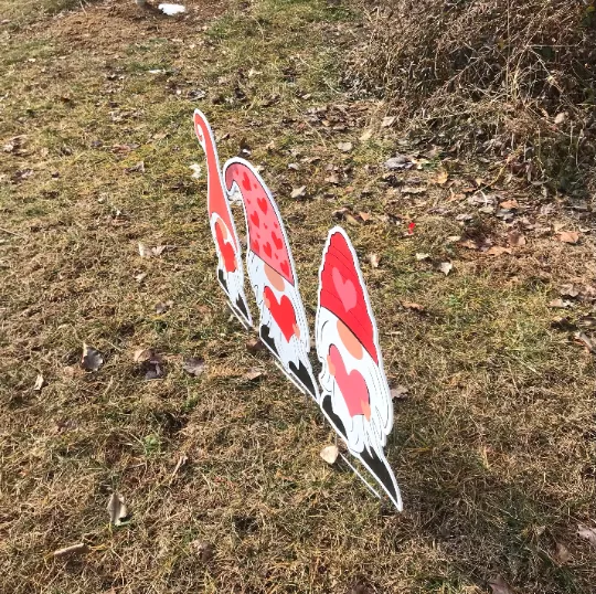 Valentines Day Garden Gnome Yard Decorations  |  Metal Step Stake
