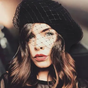 Veiled Faux Leather Beret