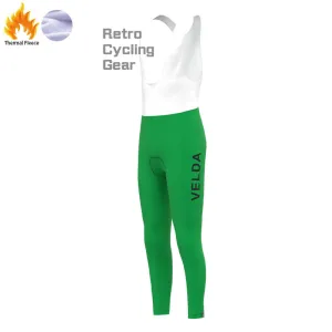 VELDA Green Fleece Retro Cycling Pants