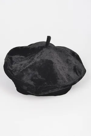 Velvet Beret in Black