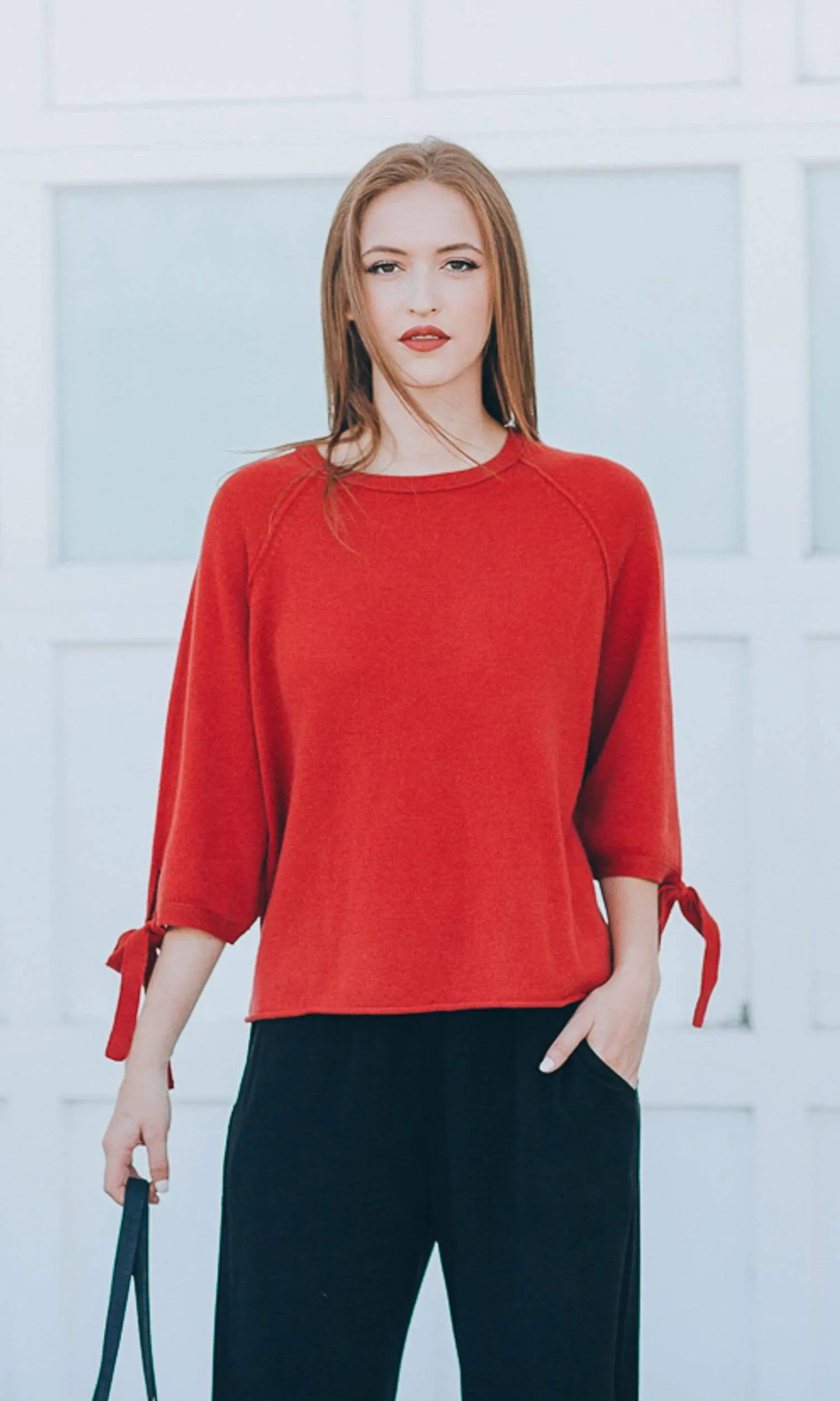 Velvet by Graham & Spencer Nicolette Cashmere Tie Sleeve Sweater