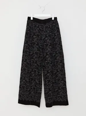 VELVET EMBROIDERY PANTS BLACK
