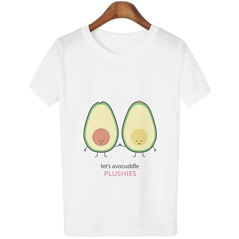 VenusFox Womens Cartoon Avocado Vegan Short Sleeve T-shirt