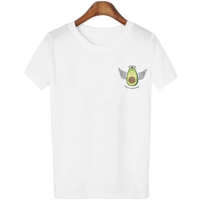 VenusFox Womens Cartoon Avocado Vegan Short Sleeve T-shirt