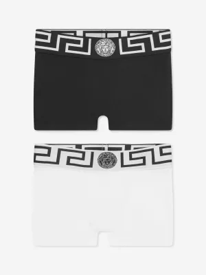 Versace Boys 2 Pack Boxer Shorts Set in Black