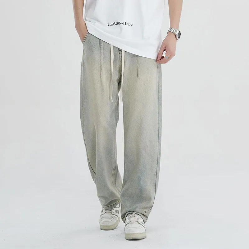 Versatile Label Washed Out Loose Fit Yellow Clay Trendy Jeans