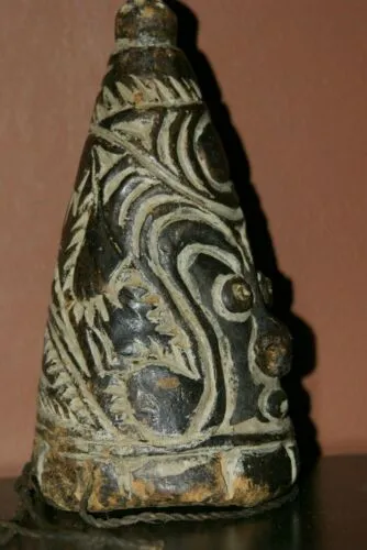 VERY RARE UNIQUE TERRACOTTA FEMALE BREASTS WITH FACES, ONCE PART OF AN ELABORATE CEREMONIAL TUMBUAN DANCE COSTUME WORN BY MEN TO IMPERSONATE WOMEN, SAWOS TRIBE, MIDDLE SEPIK RIVER, PAPUA NEW GUINEA, COLLECTED LATE 1900’S ON THE PREMISES