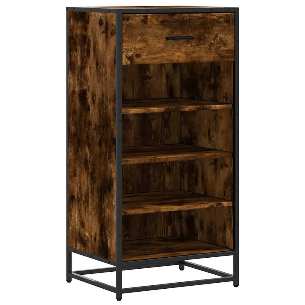 vidaXL Shoe Rack Smoked Oak 48x38x97.5 cm Engineered Wood