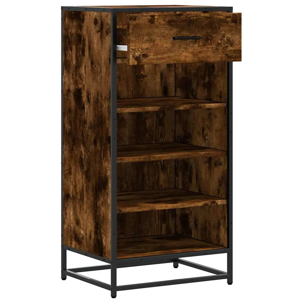 vidaXL Shoe Rack Smoked Oak 48x38x97.5 cm Engineered Wood
