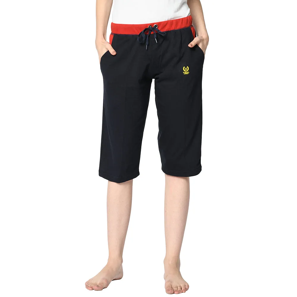 Vimal Jonney Blue 3/4th Capri For Women's