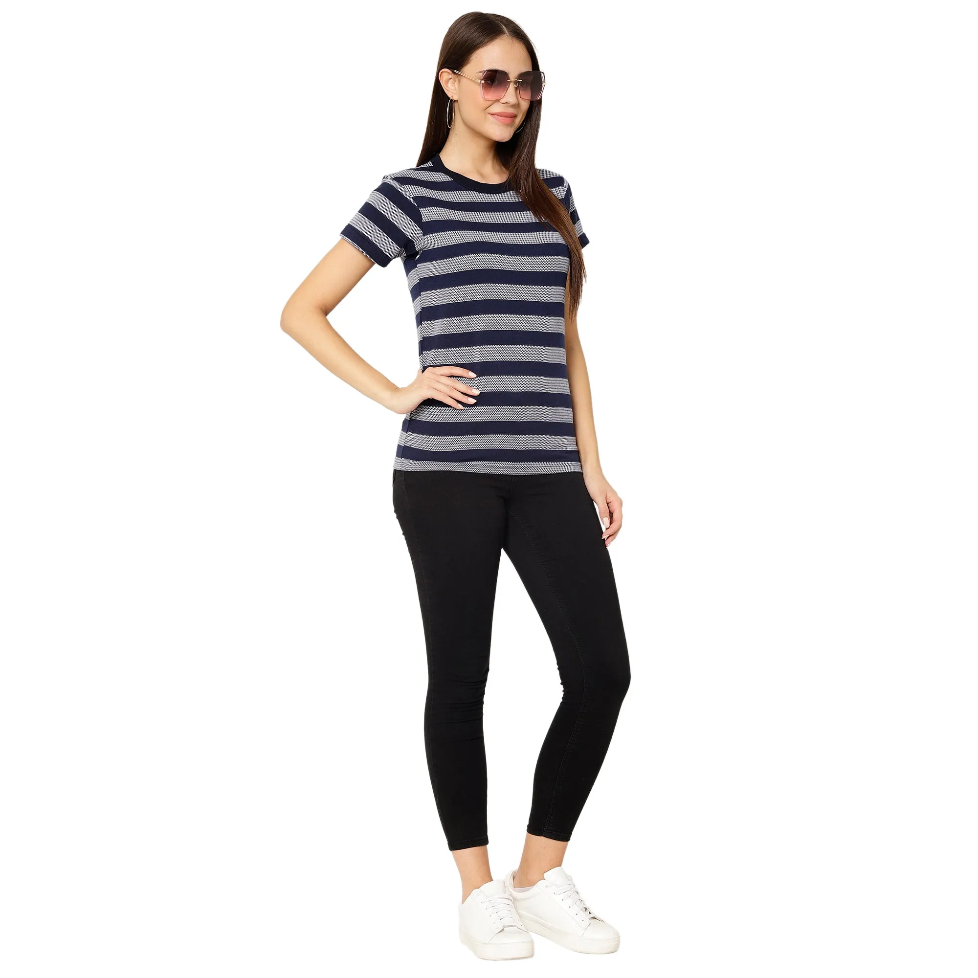 Vimal Jonney Dark Blue Color T-shirt For Women