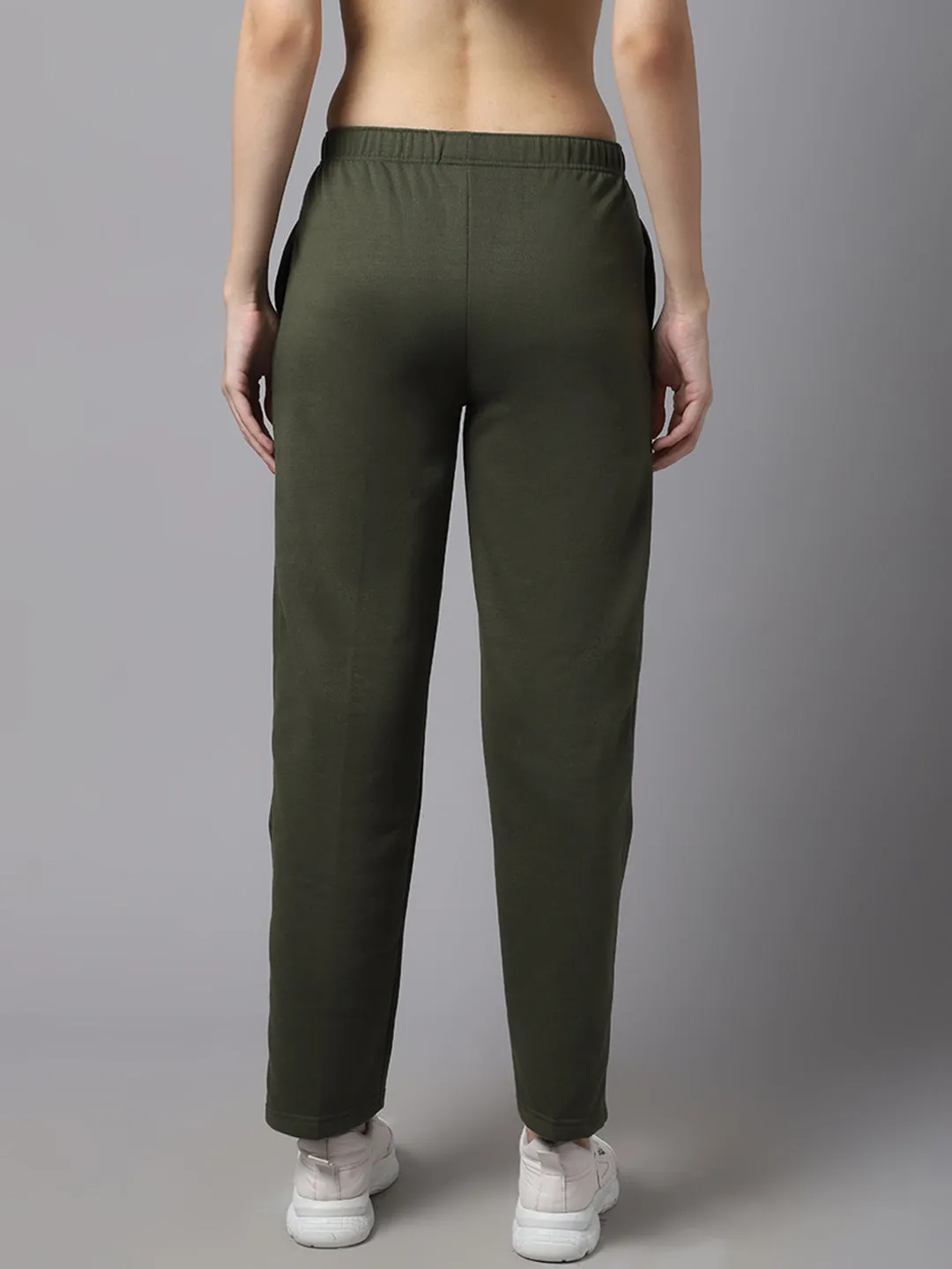 Vimal Jonney Fleece Regular-Fit Olive Trackpant for Women