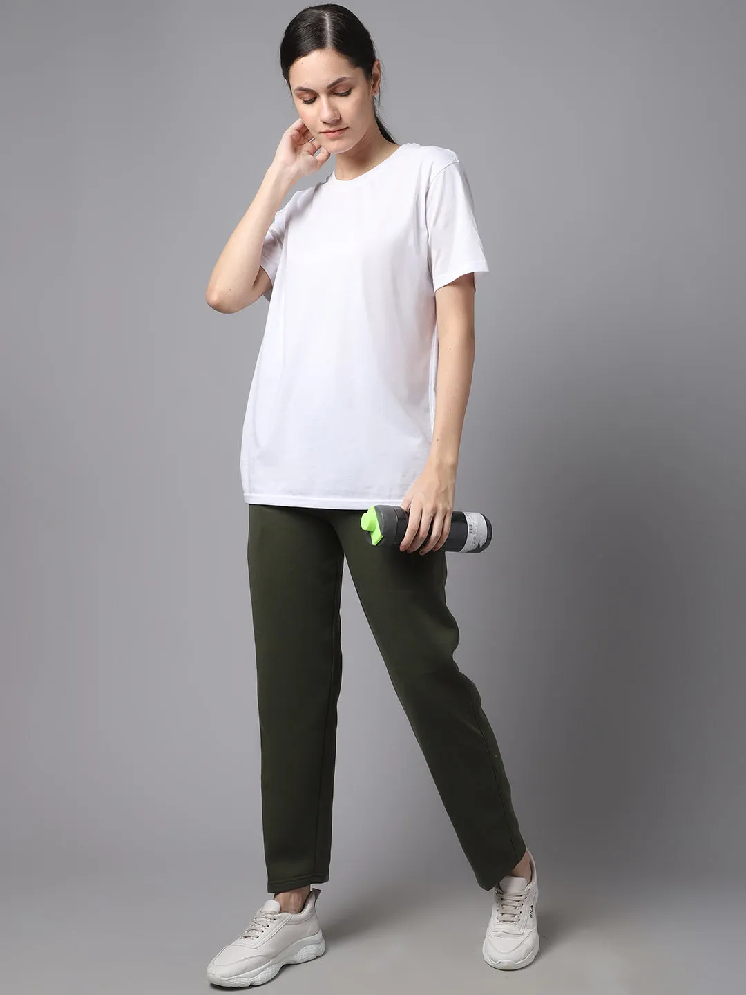 Vimal Jonney Fleece Regular-Fit Olive Trackpant for Women