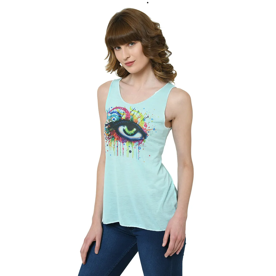 Vimal Jonney Green Tank Top For Women's