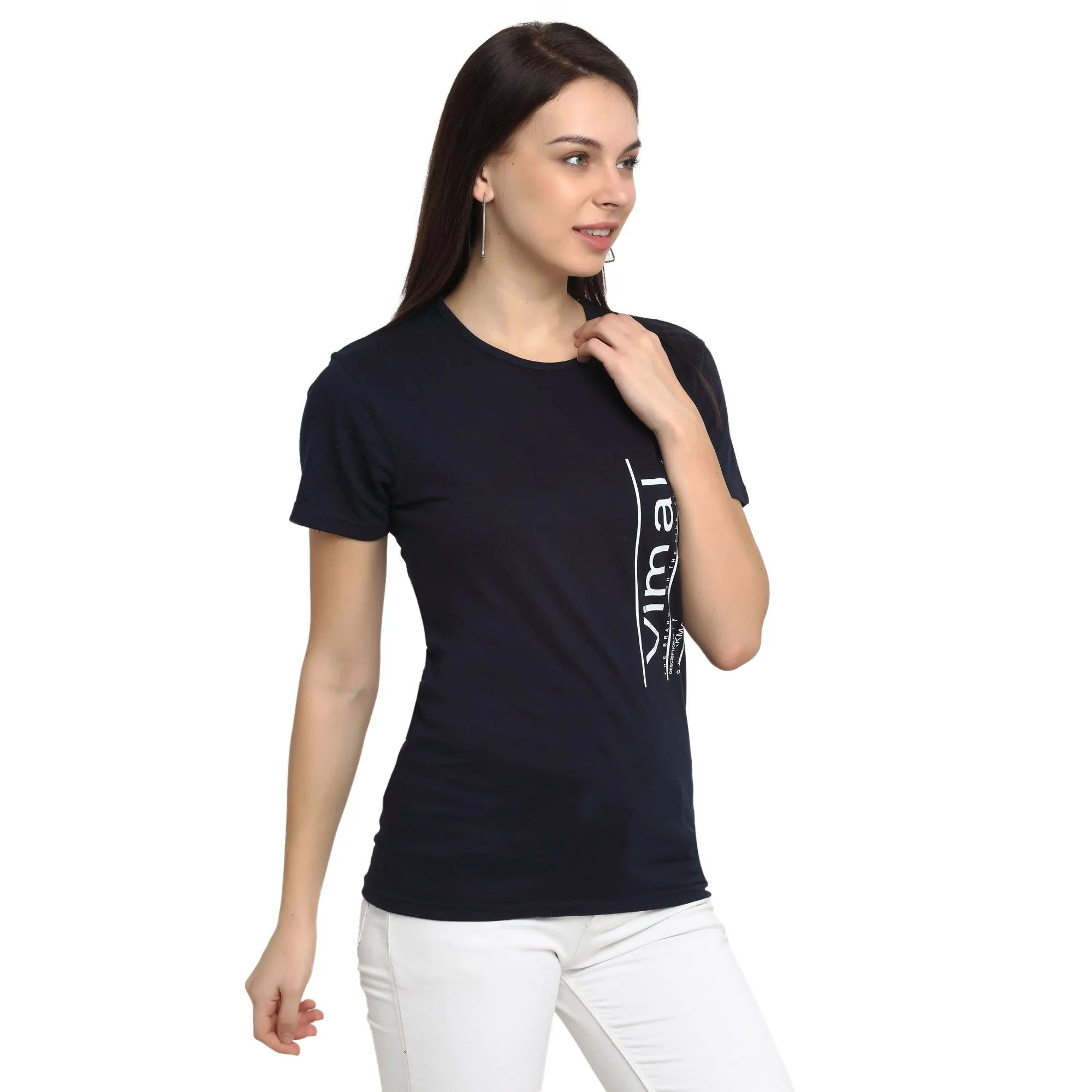 Vimal Jonney Grey Half Sleeve T-shirt For Women's