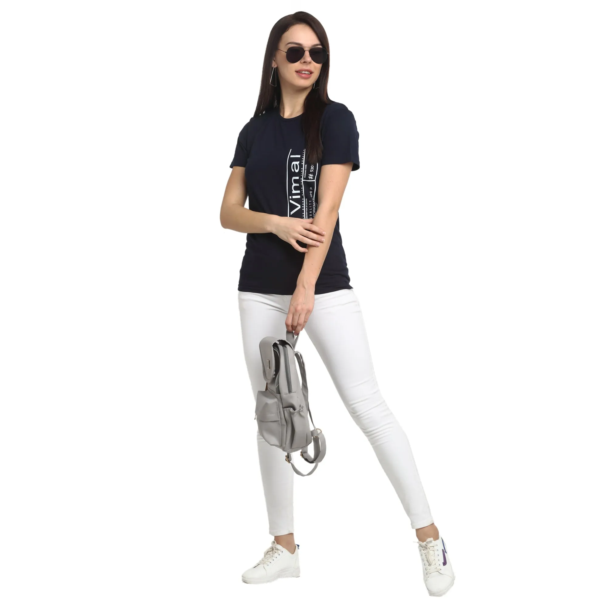 Vimal Jonney Grey Half Sleeve T-shirt For Women's