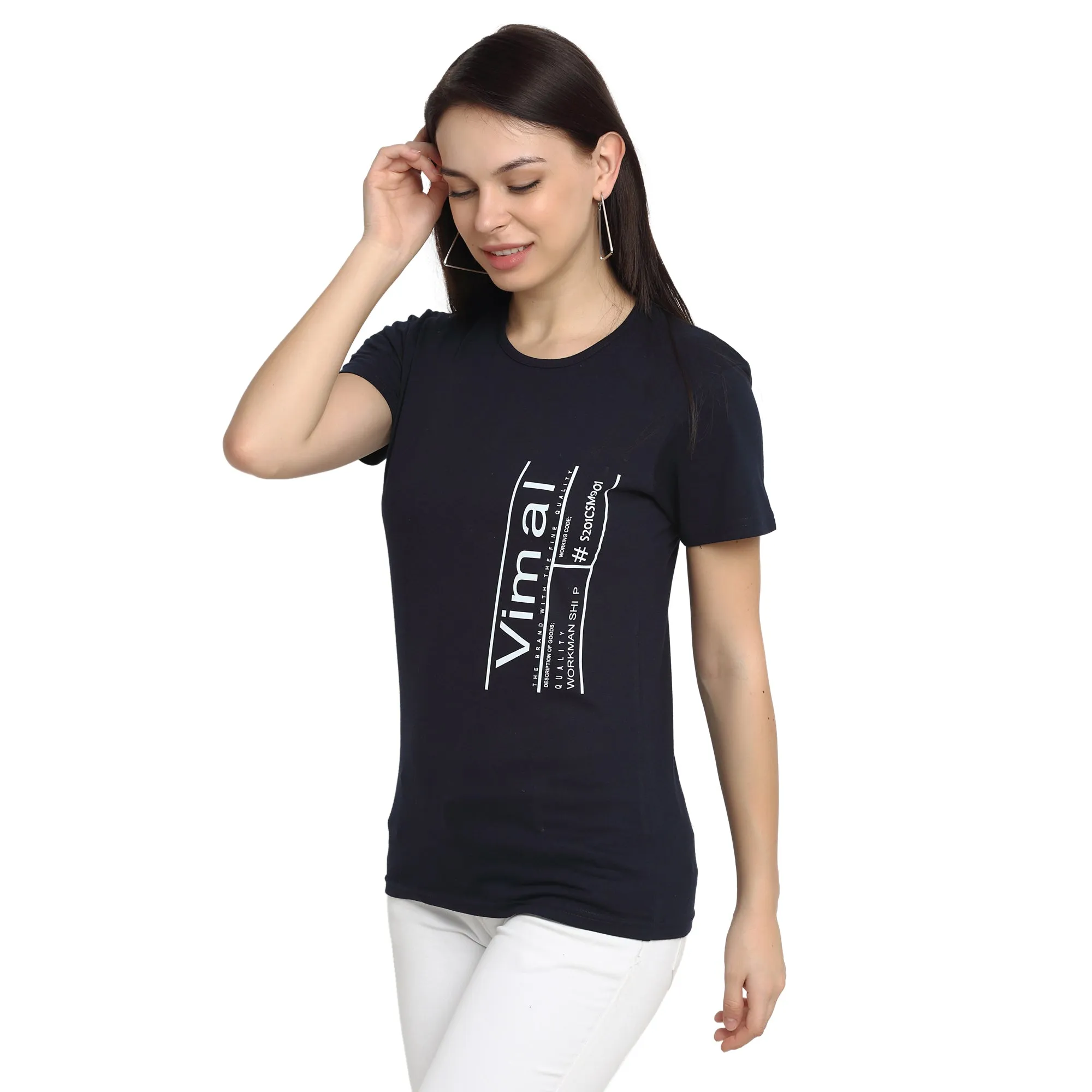 Vimal Jonney Grey Half Sleeve T-shirt For Women's